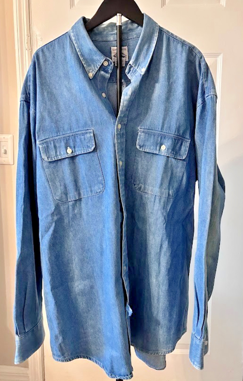 Vintage Oversized Denim Shirt Mens XLT Blue Stonewash Long Sleeve Button Down